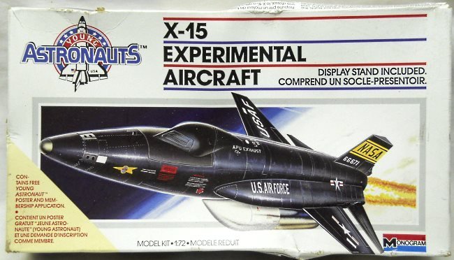 Monogram 1/72 X-15 Experimental Aircraft - Young Astronauts Issue With Poster, 5908 plastic model kit